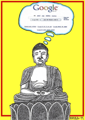 Cartoon: Connected (medium) by srba tagged buddha,meditation,akasha,field