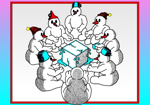 Cartoon: Heating (medium) by srba tagged snowmen,warming,heating,climate