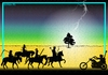Cartoon: Riders on the Storm (small) by srba tagged thedoors storm fourhorsemen apocalypse