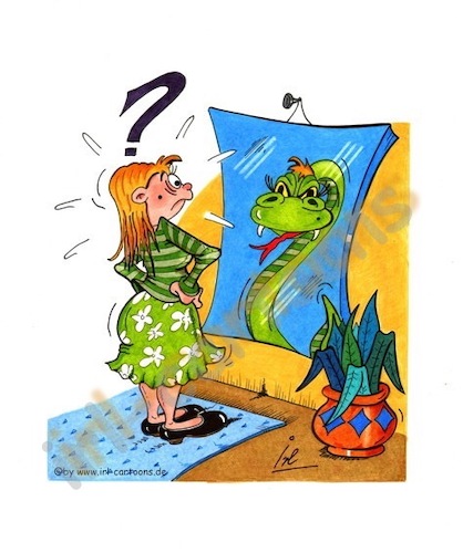 Cartoon: Spiegelbild (medium) by irlcartoons tagged spiegelbild,selbsterkenntnis,spiegel,schlange,wahrnehmungsstörung,frauen