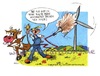 Cartoon: Windkraft (small) by irlcartoons tagged windenergie,windkraft,energie,windräder,umweltverschmutzung,rinder,kühe,methan,strom,stromnetz,rancher,bauer,pups,co2