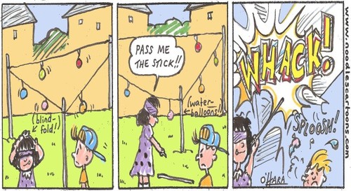 Cartoon: whack!. (medium) by noodles cartoons tagged kids,fun,balloon,games,art,comicstrip