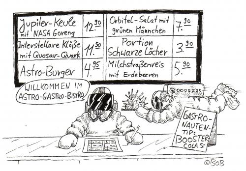 Cartoon: Astro-Gastro-Bistro (medium) by Christian BOB Born tagged essen,trinken,schweben