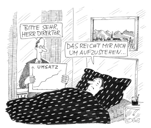Cartoon: Bitte sehr... (medium) by Christian BOB Born tagged wirtschaft,angestellte,firma,chef,direktor,umsatz,bett,müde,schlafen,faul,wirtschaft,angestellte,firma,chef,direktor,umsatz,müde