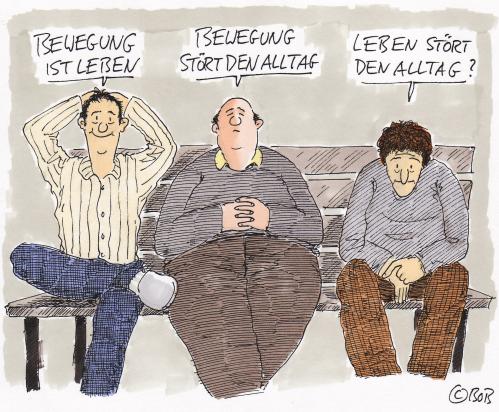 Cartoon: Der arme Alltag (medium) by Christian BOB Born tagged bewegung,depression,warten,bewegung,gewicht,gesundheit,sport,körper,seele,wohlbefinden,befinden,laune,gemüt,depressionen,depression,krankheit,depressiv,traurig,leben,warten,motivation,gesellschaft,alltag