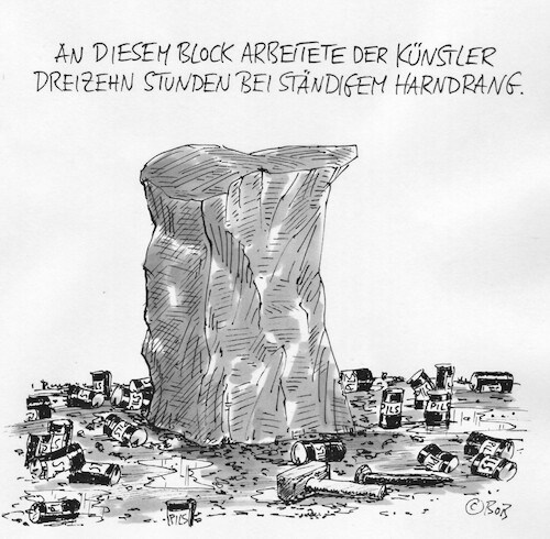 Cartoon: Harndrang (medium) by Christian BOB Born tagged künstler,bildhauer,pils,harndrang,arbeit,dreizehn,künstler,bildhauer,pils,harndrang,arbeit,dreizehn