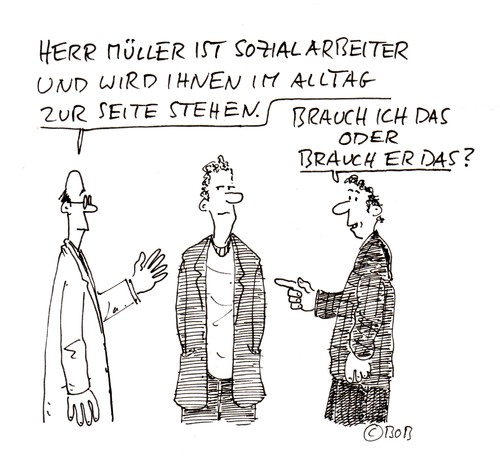 Cartoon: Ich oder er? (medium) by Christian BOB Born tagged sozialarbeiter,therapie,psychiatrie,hilfe,alltag,sozialarbeiter,therapie,psychiatrie,hilfe,alltag,psyche,patient,gesundheit,verrückt,gesellschaft