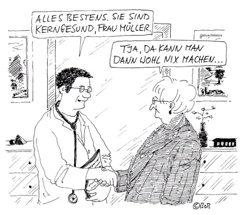 Cartoon: kerngesund (medium) by Christian BOB Born tagged leben,tod,langeweile,leben,tod,langeweile,sterben,existenz,gesundheit,arzt,doktor,patient,praxis,gesund,lebensmut