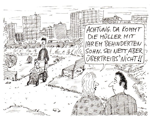 Cartoon: Nett nett... (medium) by Christian BOB Born tagged mutter,kind,behindert,rollstuhl,nachbarn,integration,inklusion,ausgrenzung,distanz,nett,mutter,kind,behindert,rollstuhl,nachbarn,integration,inklusion,ausgrenzung,distanz,familie,behinderung