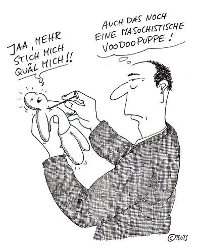 Cartoon: ohne T (medium) by Christian BOB Born tagged sado,maso,voodoo,puppe,nadel,stich,quäl