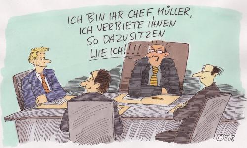 Cartoon: o.T. (medium) by Christian BOB Born tagged hierarchie,chef,mitarbeiter,betrieb,männer,sitzung,hierarchie,chef,mitarbeiter,betrieb,männer,sitzung,angestellte,konferenz,meeting,boss,vorgesetzter,besprechung,autorität,körpersprache,job,arbeit,firma,unternehmen