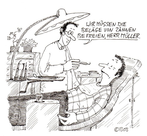 Cartoon: Sauber (medium) by Christian BOB Born tagged zahn,zahnarzt,patient,beläge,reinigung,angst,bohrer,zahn,zahnarzt,patient,reinigung,angst,bohrer