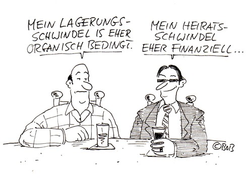 Cartoon: Schwindelerregend (medium) by Christian BOB Born tagged liebe,leben,und,konsorten,liebe,leben,konsorten,schwindel,heiratsschwindel,schwindler,lügen,lüge,betrug,betrüger,hochzeit,finanzen,geld