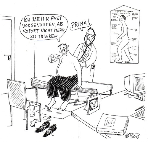 Cartoon: Sehr gut. (medium) by Christian BOB Born tagged alkohol,saufen,gute,vorsätze,neues,jahr,gesundheit,prost