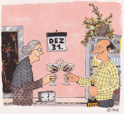 Cartoon: Skol (medium) by Christian BOB Born tagged sylvester,gebisse,neujahr,sekt,anstoßen,prosit,alte,sylvester,gebisse,neujahr,sekt,anstoßen,prosit,alte