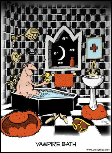 Cartoon: Vampire Bath (medium) by Eoinymac tagged vampire,bath,bat,halloween,spooky,happy
