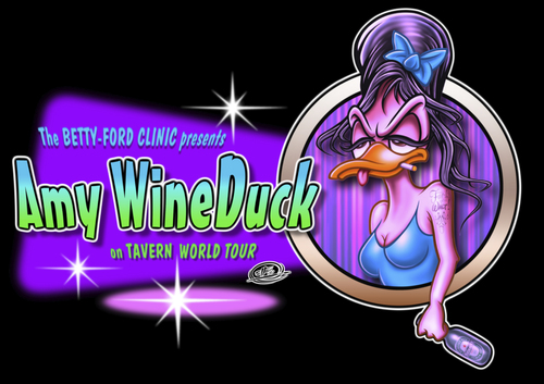 Cartoon: amy wineduck billboard (medium) by elle62 tagged disney,walt,duck,daisy,winehouse,amy