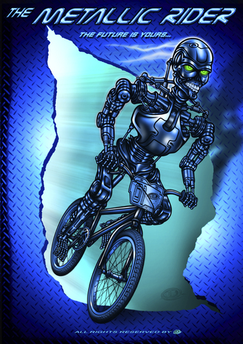 Cartoon: the metallic rider part two (medium) by elle62 tagged android,bmx,metal