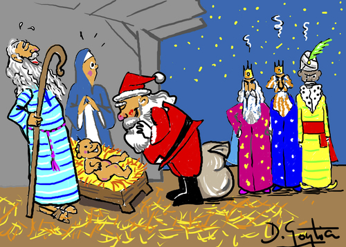 Cartoon: competencia (medium) by David Goytia tagged reyes,noel,crisis
