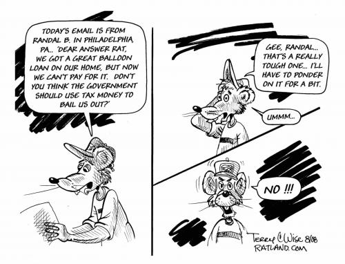 Cartoon: Answer Rat on Government bail ou (medium) by terry tagged economy,home