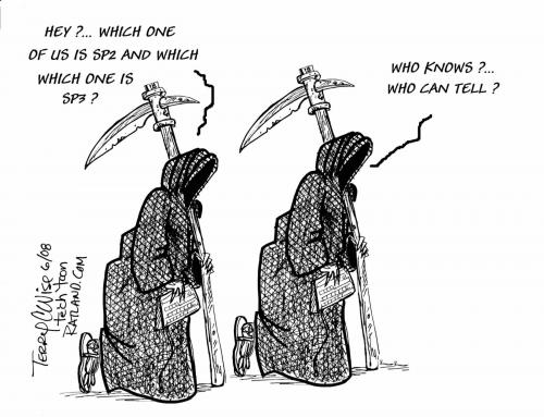 Cartoon: SP 2 or SP 3? (medium) by terry tagged windows,microsoft,computers,internet,sp