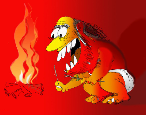 Cartoon: Fire!!! (medium) by LAINO tagged fire,stone,age