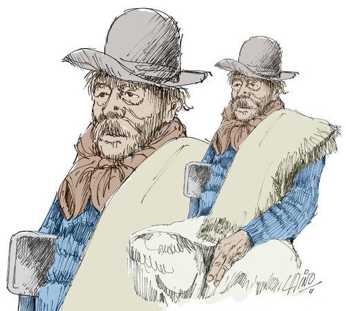 Cartoon: Pampas old man (medium) by LAINO tagged old,man,cowboy