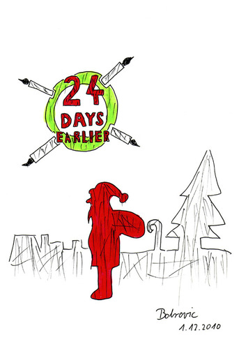 Cartoon: 24 Days Earlier (medium) by Blogrovic tagged bobrovic,28,days,later,mas,horror,weihnachten,nikolaus,santa