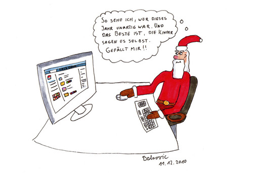 Cartoon: Facebook Santa (medium) by Blogrovic tagged adventskalender,santa,weihnachtsmann,facebook,unartig,social,network