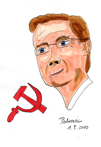 Cartoon: Westerwelle - Held der Arbeit (medium) by Blogrovic tagged guido,westerwelle,kommunismus,hammer,sichel