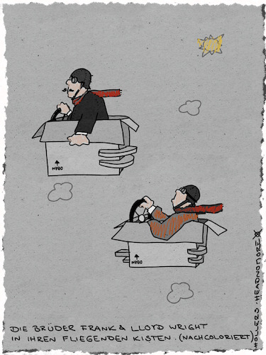 Cartoon: Die Brüder Wright (medium) by hollers tagged frank,lloyd,wright,architektur,brüder,flugpioniere,fliegende,kisten,nachcoloriert,fluggeschichte,frank,lloyd,wright,architektur,brüder,flugpioniere,fliegende,kisten,nachcoloriert,fluggeschichte