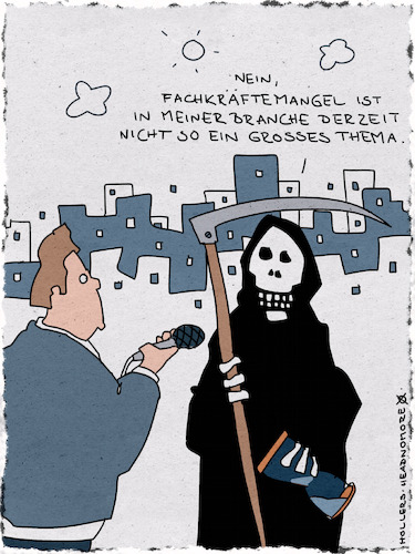 Cartoon: Fachkräftemangel (medium) by hollers tagged krieg,erdbeben,israel,ukraine,afghanistan,umwelt,wetter,klimawandel,klima,feuer,wasser,seuchen,tod,fachkräfte,fachkräftemangel,flucht,sensenmann,krieg,erdbeben,israel,ukraine,afghanistan,umwelt,wetter,klimawandel,klima,feuer,wasser,seuchen,tod,fachkräfte,fachkräftemangel,flucht,sensenmann