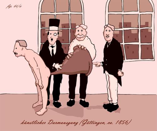 Cartoon: Göttingen (medium) by hollers tagged göttingen,darmausgang,künstlicher,stoma,plastische,chirurgie,medizin,geschichte,artificial,anus,göttingen,darmausgang,künstlicher,stoma,plastische,chirurgie,medizin,geschichte,gesundheit,anus,patient,ärzte,wissenschaft,forschung