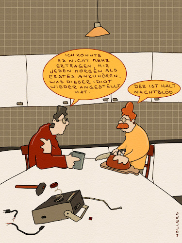 Cartoon: Nachtblöd (medium) by hollers tagged radio,trump,nachrichten,frühstück,zeitverschiebung,news,idiot,mute,stummschaltung,hammer,nachtblind,radio,trump,nachrichten,frühstück,news,idiot,mute,stummschaltung,hammer