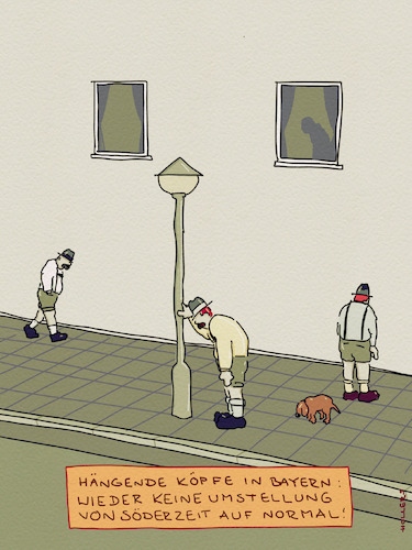 Cartoon: Söderzeit auf normal (medium) by hollers tagged söder,sommerzeit,winterzeit,zeitumstellung,bayern,csu,normalität,söder,sommerzeit,winterzeit,zeitumstellung,bayern,csu,normalität