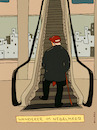 Cartoon: Im oder über (small) by hollers tagged wanderer,über,dem,nebelmeer,caspar,david,friedrich,maler,gemälde,trump,rolltreppe,weitsicht,demokratie,usa