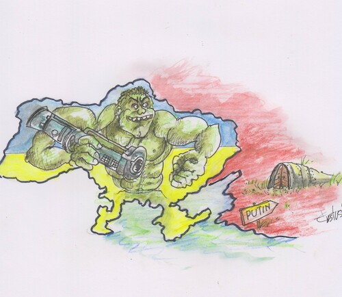 Cartoon: Hulkraine (medium) by Erki Evestus tagged ukrane,russia,war,putin