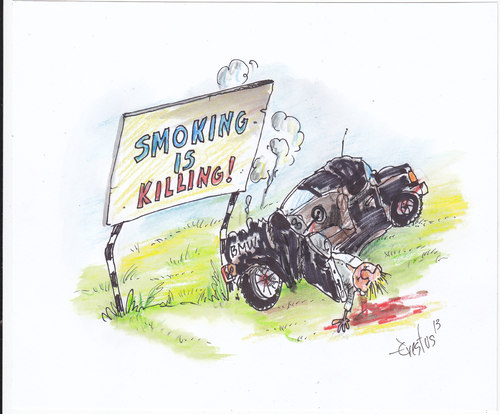 Cartoon: Smoking is killing (medium) by Erki Evestus tagged smoking,is,killing