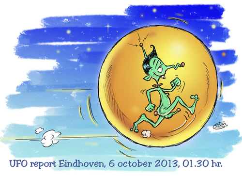 Cartoon: Close Encounter (medium) by Stan Groenland tagged humor,science,miracle,space,alien,ufo,cartoon