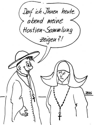 Cartoon: Angebot (medium) by besscartoon tagged katholisch,religion,nonne,pfarrer,kirche,hostien,bess,besscartoon
