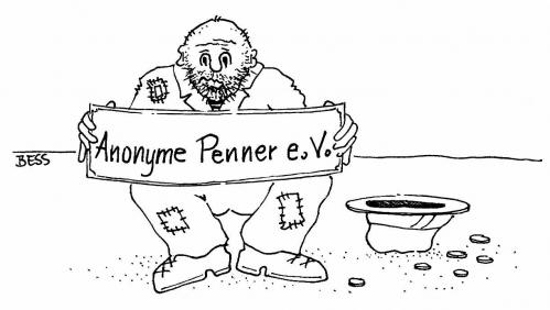 Cartoon: Anonyme Penner e. V. (medium) by besscartoon tagged bettler,penner,mann,besscartoon,bess,armut
