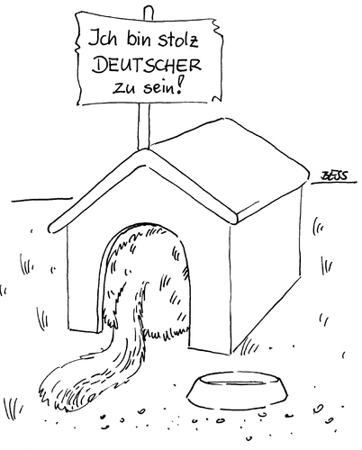 Cartoon: Auf den Hund gekommen (medium) by besscartoon tagged hund,hundehütte,deutsch,stolz,schäferhund,bess,besscartoon