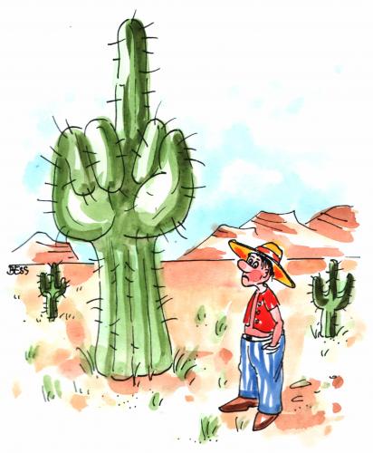 Cartoon: Kaktus (medium) by besscartoon tagged besscartoon,bess,kaktus,stinkefingernatur,wüste,mann