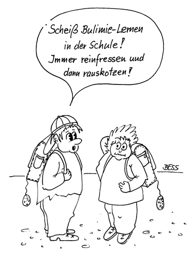 Cartoon: Bulimie-Lernen (medium) by besscartoon tagged bess,kotzen,bulimie,lernen,schule,pädagogik,kinder,besscartoon