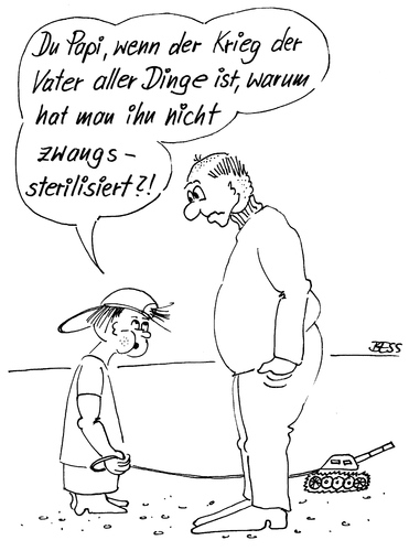 Cartoon: Da hat der Kleine wohl Recht! (medium) by besscartoon tagged vater,sohn,krieg,sterilisiert,gewalt,bess,besscartoon