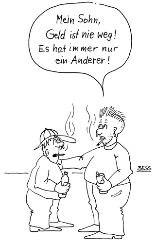 Cartoon: Das alte Dilemma (medium) by besscartoon tagged vater,sohn,geld,armut,hartz4,reichtum,bess,besscartoon