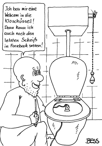 Cartoon: Der letzte Scheiß... (medium) by besscartoon tagged facebook,webcam,scheiß,soziale,netzwerke,toilette,bad,klo,computer,technik,digital,bilder,kloschüssel,mann,bess,besscartoon