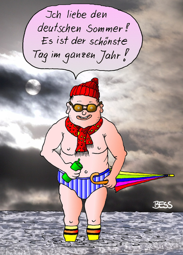 Cartoon: Deutscher Sommer (medium) by besscartoon tagged besscartoon,bess,schwimmen,sommer,deutsch,wetter,meer