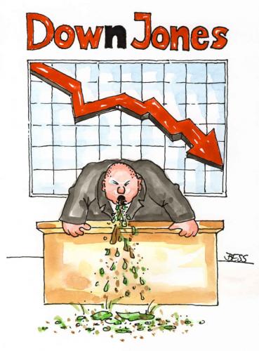 Cartoon: Dow Jones (medium) by besscartoon tagged dow,jones,geld,börse,banken,aktien,manager,bess,besscartoon