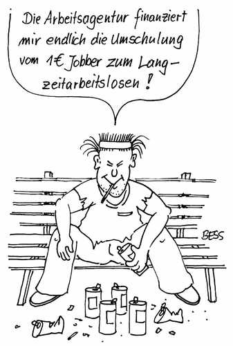 Cartoon: Endlich (medium) by besscartoon tagged besscartoon,bess,arge,geld,umschulung,hartz,jobber,1euro,mann,arbeitslos